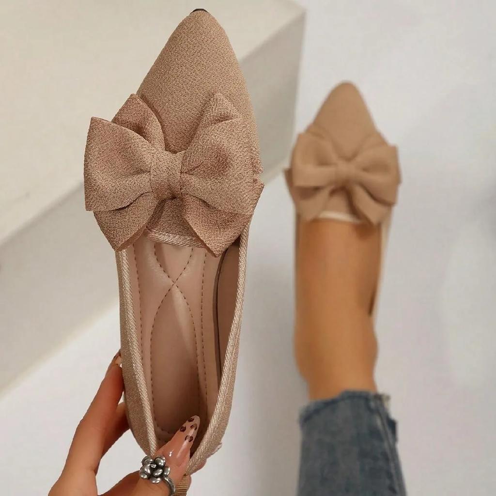 Fashion Women's Shoes Flat-bottomed Pointy Leisure Comfortable Low-top Shoes New Solid Color Bow Decorative Mesh Breathable Lolita Shoes