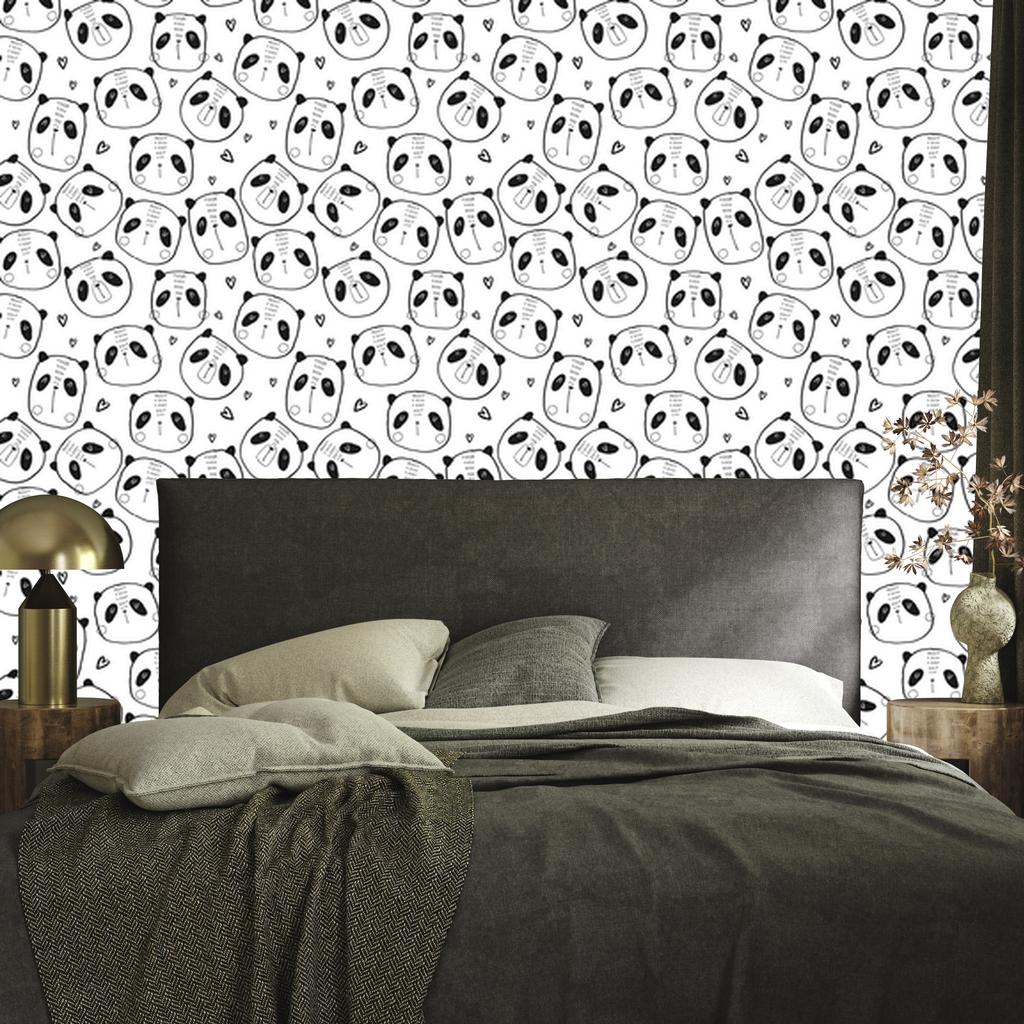Panda Wallpaper with Hearts for Living Room and Bedroom 50x1000