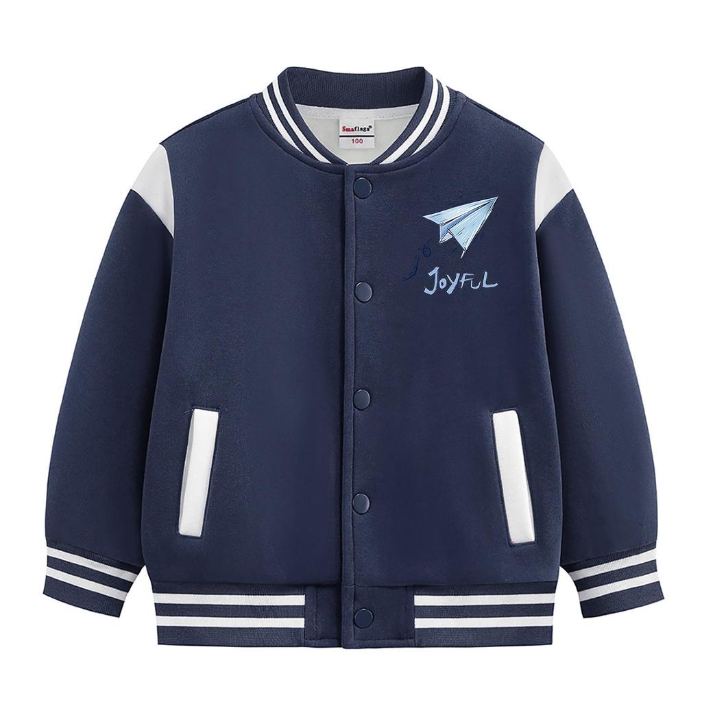 Kids' Autumn/Winter Baseball Jacket - Boys' & Girls' Medium/Large Plus Velvet Spring/Fall/Winter Outerwear