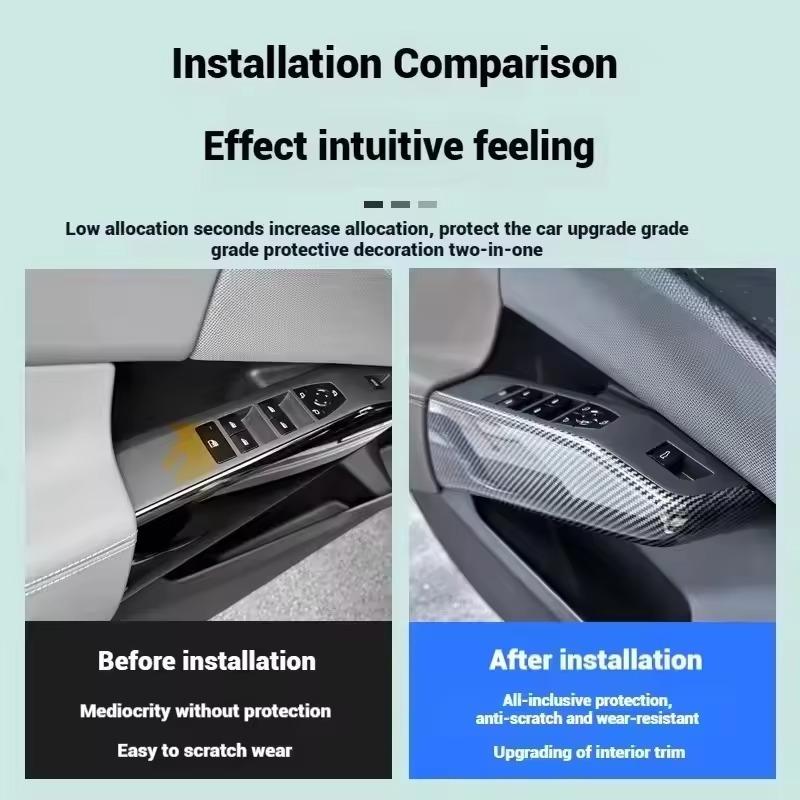 s For BMW X3 G45 2025 2-piece black leather textured side decorative stickers for car window lift panel car interior accessories