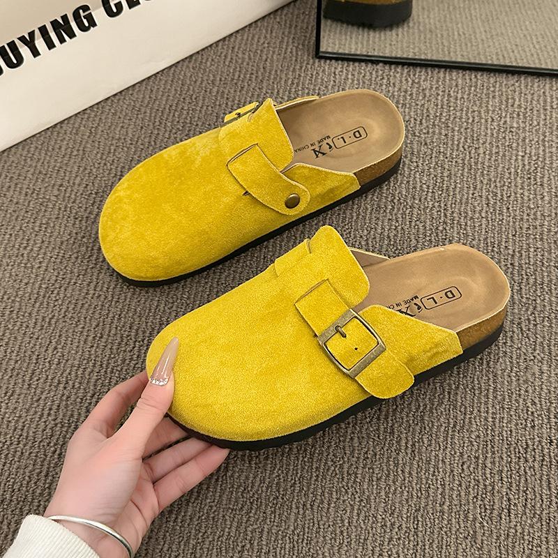 thick-soled women s half-drag outer wear new spring and summer slippers soft-soled non-slip retro women s shoes bag head drag 40 жёлтый 3060₽
