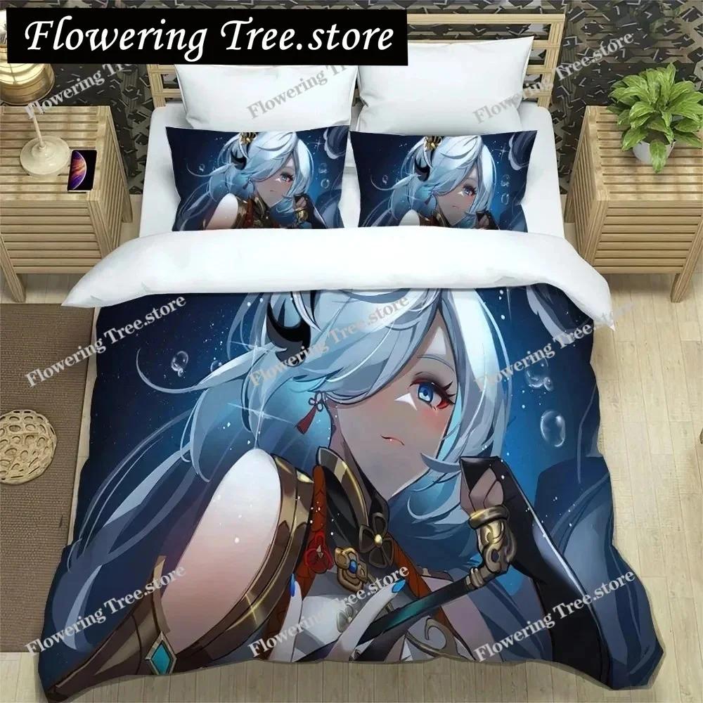 3D Anime Genshin Impact Bedding Set,Duvet Cover Comforter Bed Set Quilt Cover Pillowcase,King Queen Twin Size Boys Girls Adults