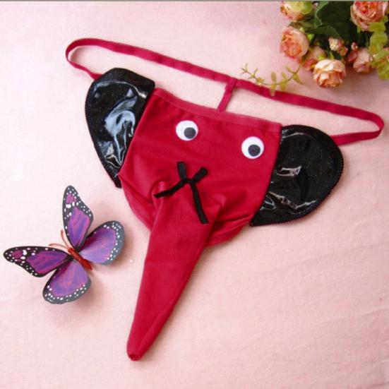 Men Elephant Thong Breathable Funny Bulge Pouch Elastic Moisture Wicking Pornographic Soft Long Elephant Nose Men G String for Inside Wear