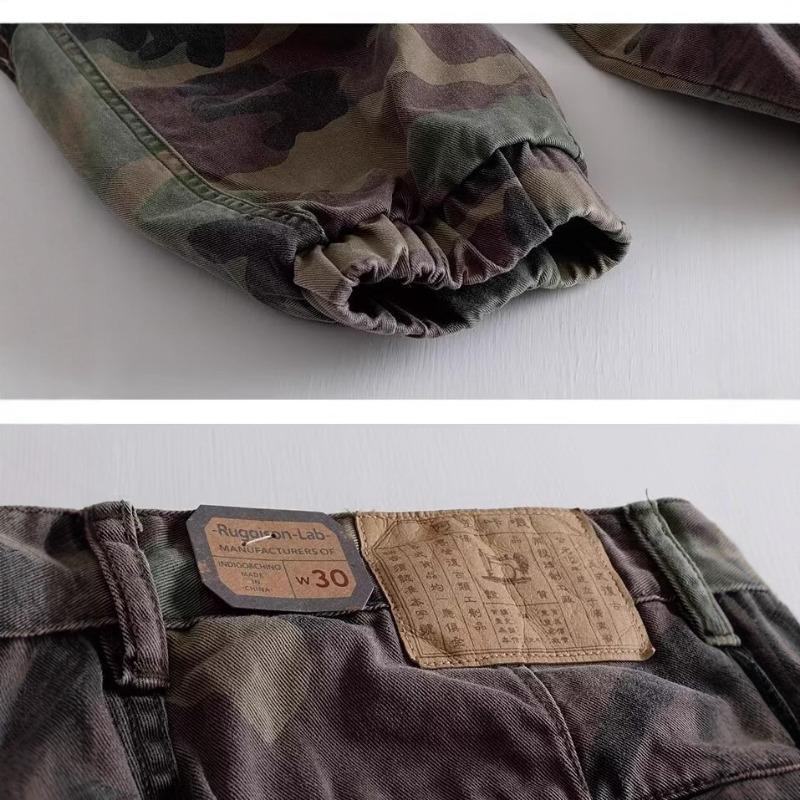 Tuta Mimetica Militare Retro da Uomo Kaji Multitasche Ampia Gamba Piccola Dritta Pantaloni Leggings Uomo