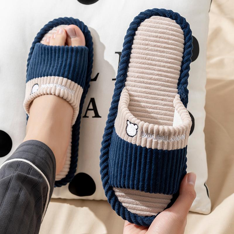 

Linen slippers men s new indoor home couple home silent non-slip breathable soft bottom cotton and linen slippers women 40-41 [Suitable for sizes 39-40]