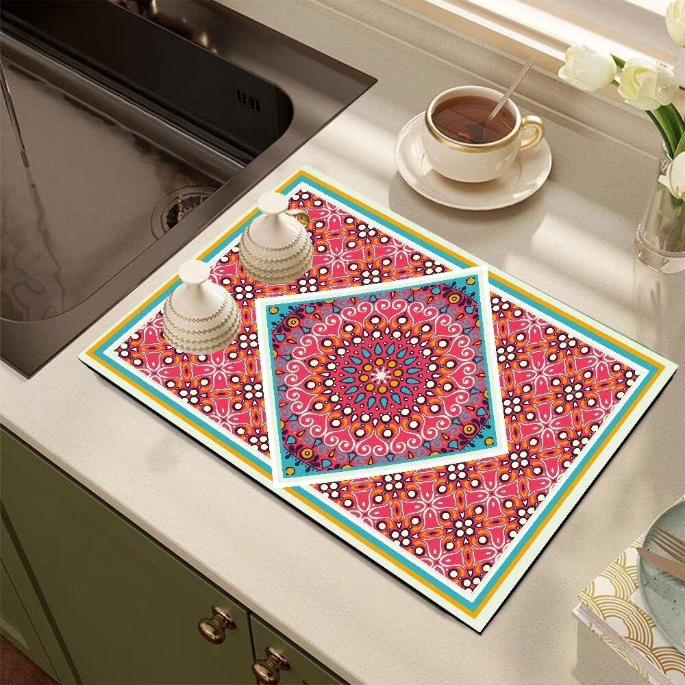 Diatomite Kitchen Countertop Draining Mat Sink Square Absorbent Mat Desktop Insulated Placemats Coasters Washable Carpet