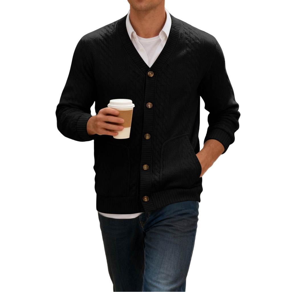 Men's Cardigan Buttoned Knit Jacket Slim Fit Jacket