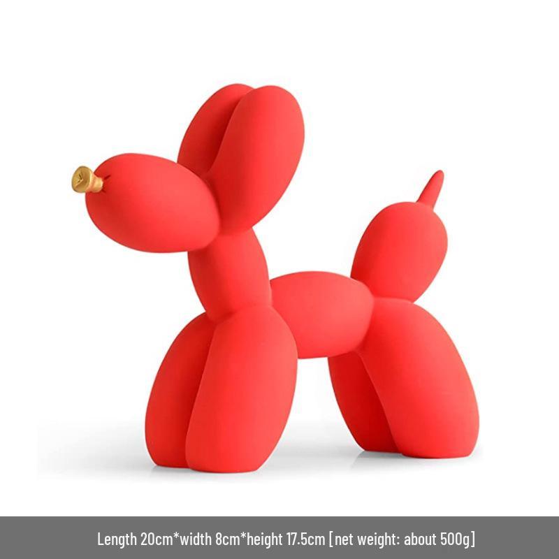 Plaid Balloon Dog Ornaments: Black & White Resin Decor for TV Cabinets & Living Rooms