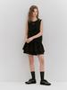 Minderly Flower Shirring Layered Skirt - Black