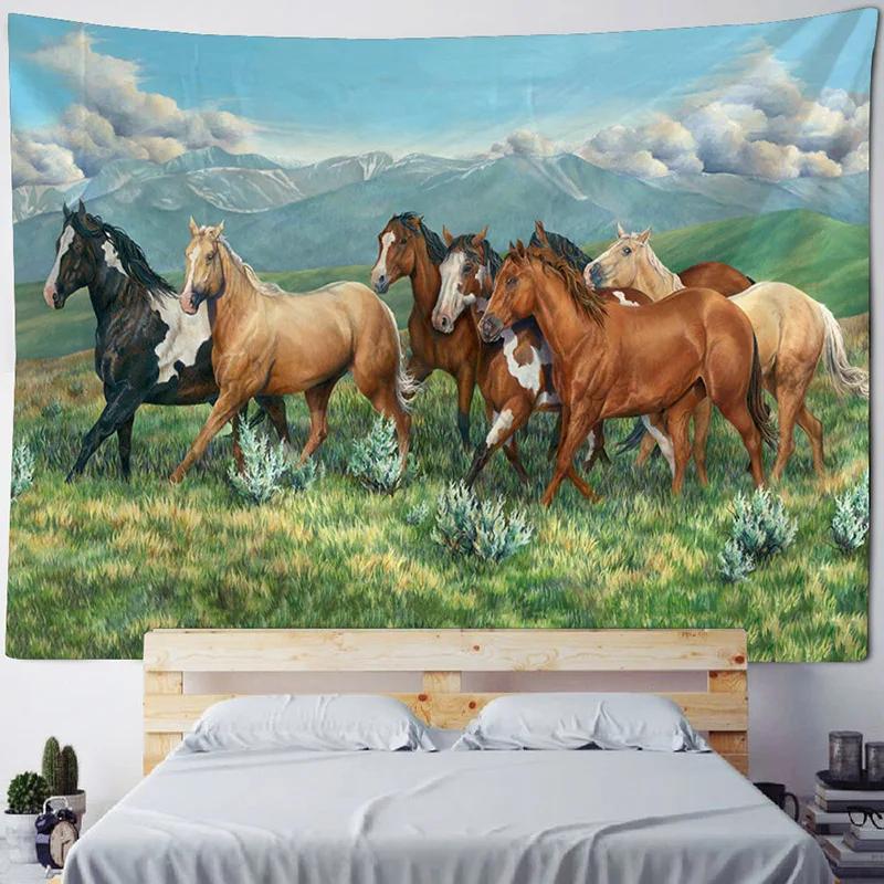 VIKAMA Mandala Tapestry 3D Horse Visual Illusion Large Geometric Wall Hanging Bohemian Hippie Home Art Decor for Bedroom