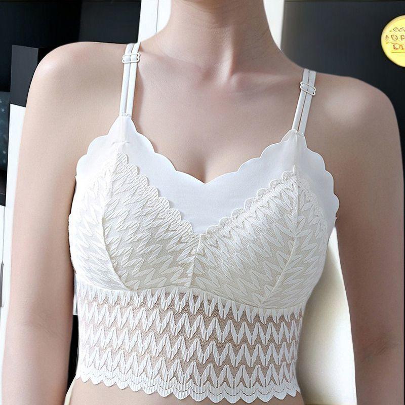 Plus Size Women's Sexy Lace Bra Thin Style with Cross-Over Design for Side Boob Control Anti-Drooping and Lifting Function