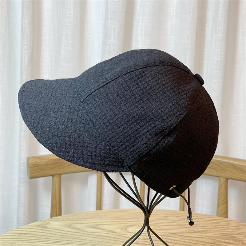 Women's Wide Brim Sun Hat, Hiking Solid Color Hat, Adjustable Drawstring Outdoor Beach Sunshade Hat, Foldable Ponytail Cap