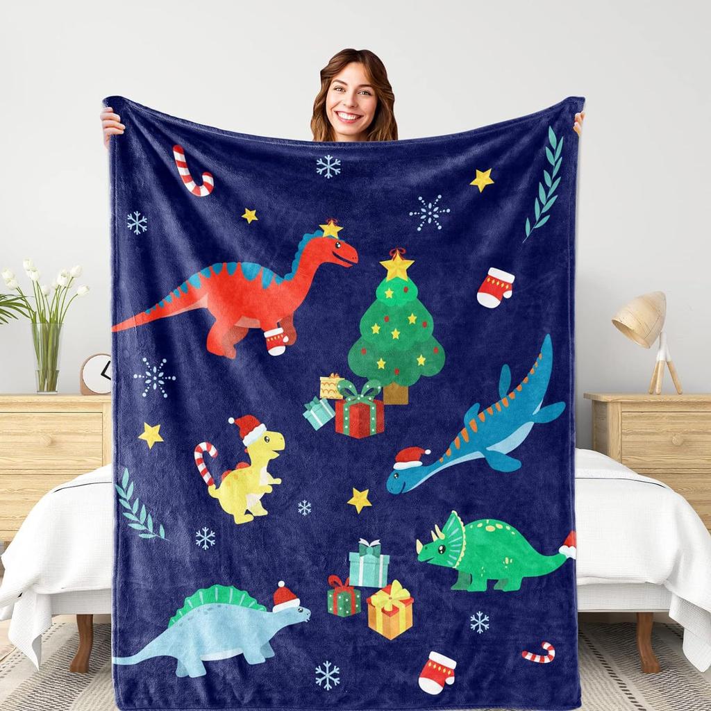 Cartoon dinosaur pattern Printed Blanket for Sofa Travel Camping Living Room Office Conditioning Blanket for All Seasons Gifts