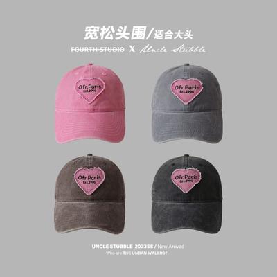 Spring and Summer Big Head Circumference Hat Shows the Face Small Cap Girl Sweet Cool Hot Girl Love Retro Soft Top Baseball Cap Tide