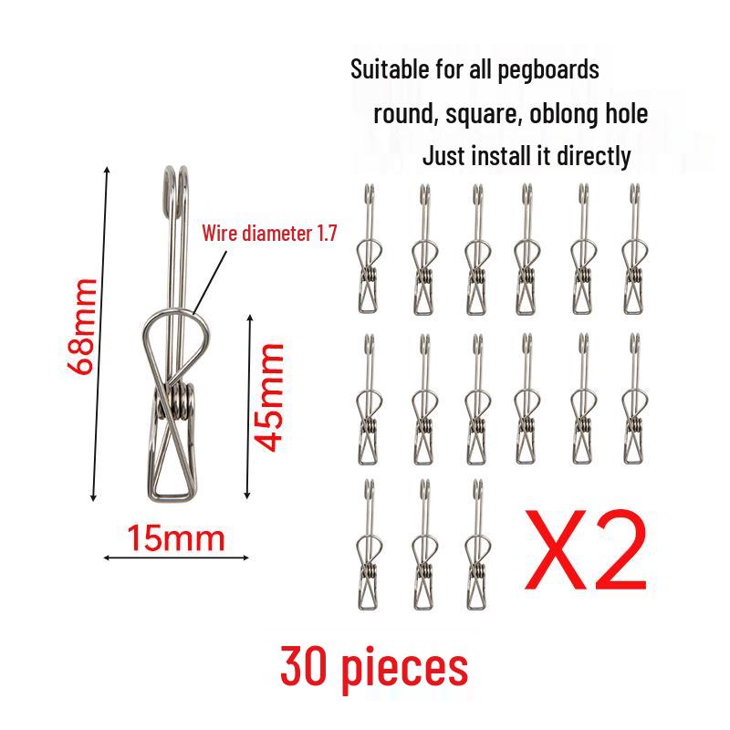 Stainless Steel Pegboard Hooks for Supermarket Shelves and Perforated Walls