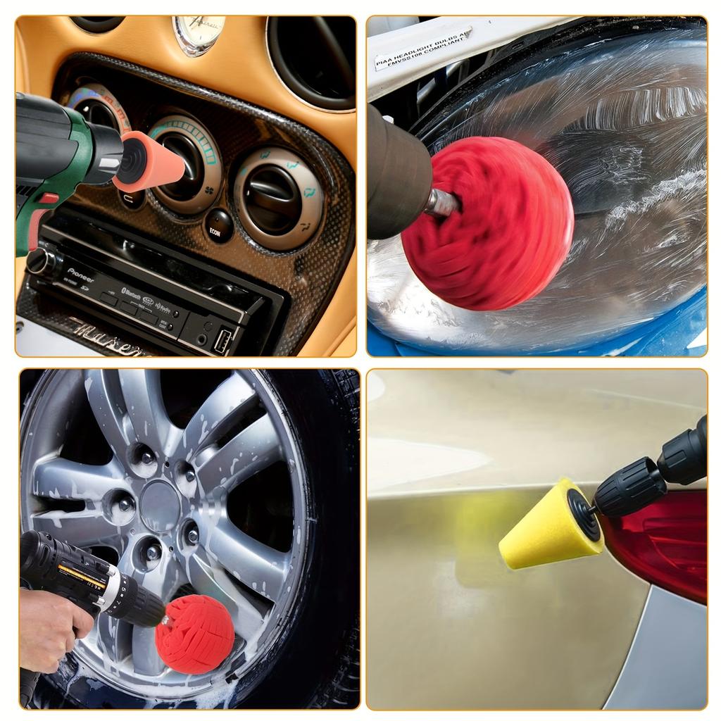 1-4PCS Car Hub Polishing Sponge Grinding Head Conical Sponge Wheel Buffer for Metal Plastic Automotive Wheel Detail Tool