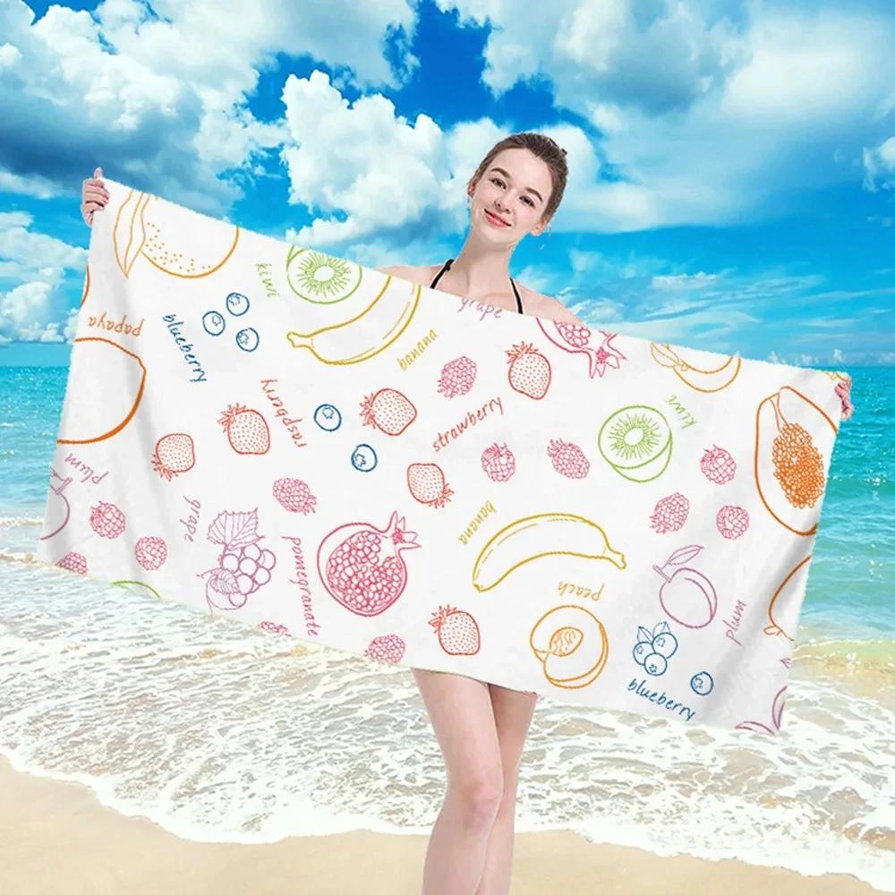 

Cartoon Fruit Beach Towel Microfiber Quick Dry Bath Towel Sand Free Absorbent Beach Blanket Gym Sport Travel Swim Pool Towels W40*H60(CM)