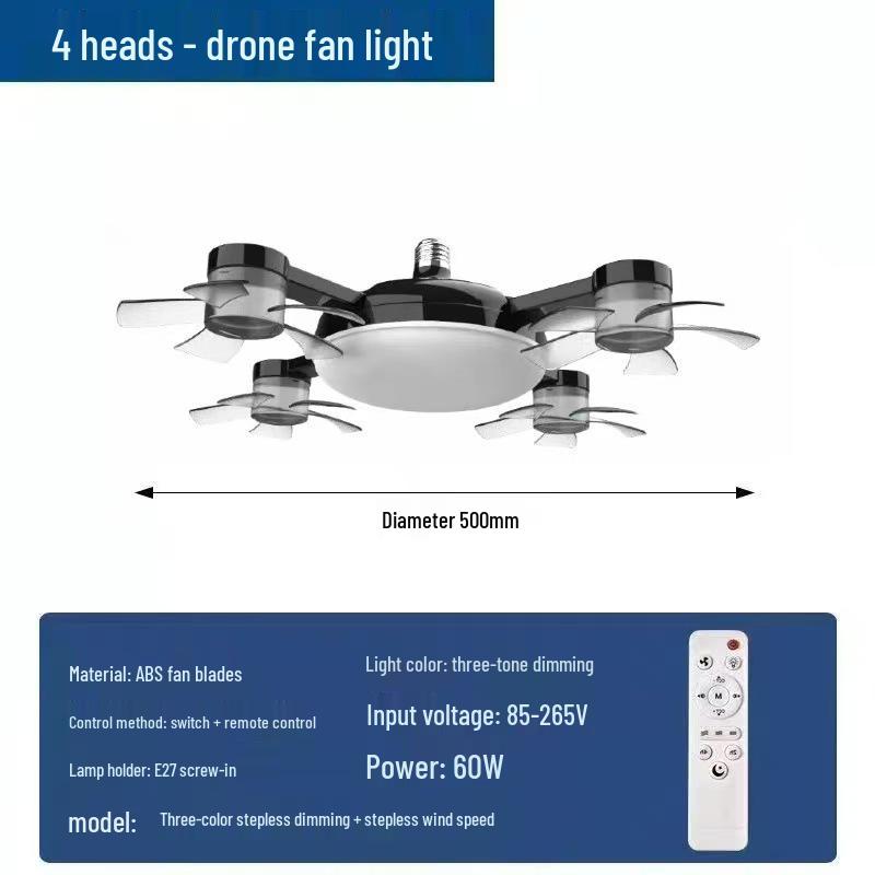 Nordic Style Remote Control Ceiling Fan with Light - Variable Frequency, Strong Wind for Bedroom