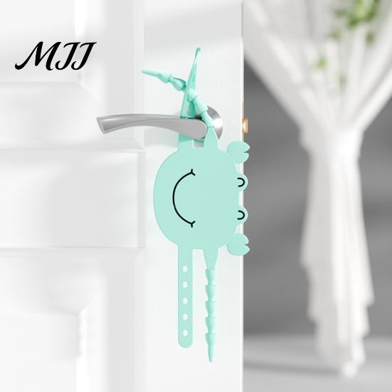 Impact Absorbing Pad Silicone Door Latch Silencer, 5-Position Adjustable Lock Buffer Cover, Cartoon Flexible Guard Crab Soft Slam Stopper for Bedroom