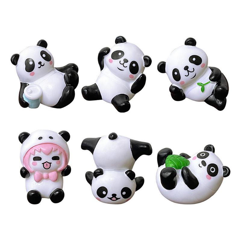 Cute Mini Panda Car Ornaments DIY Decoration Doll Car Interior Accessories Toy Garden Desktop Household Decoration Gifts New