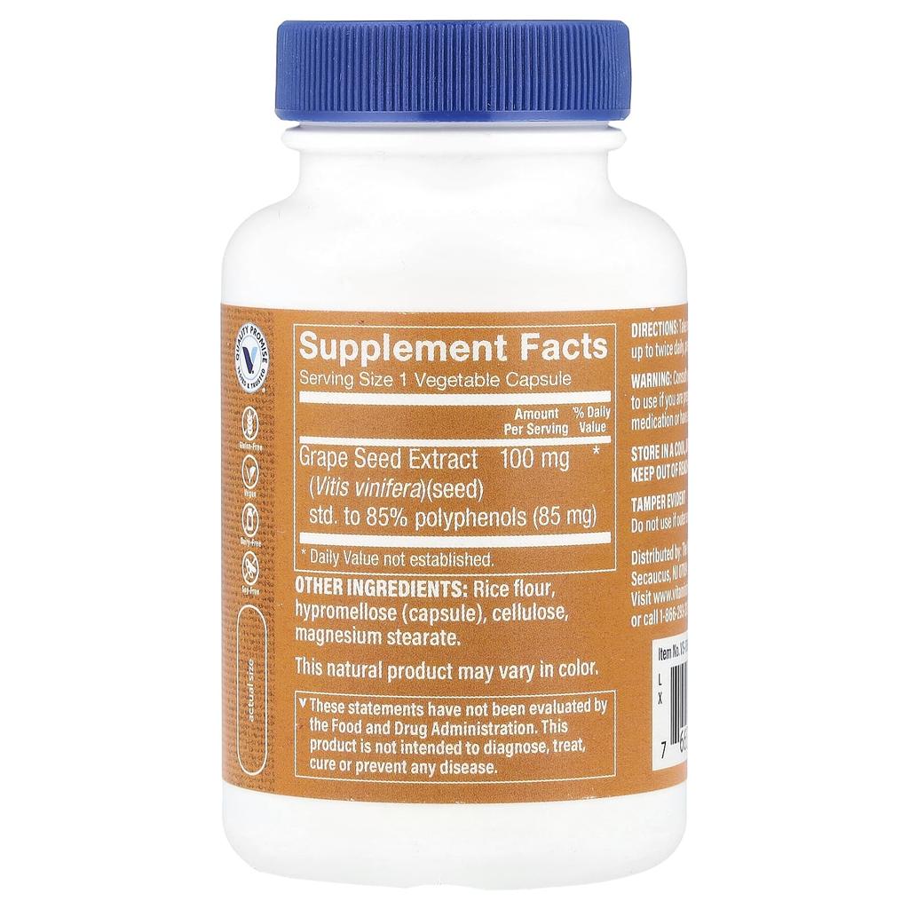the Vitamin Shoppe Grape Seed Extract, 100 Mg, 120 Veggie Capsules