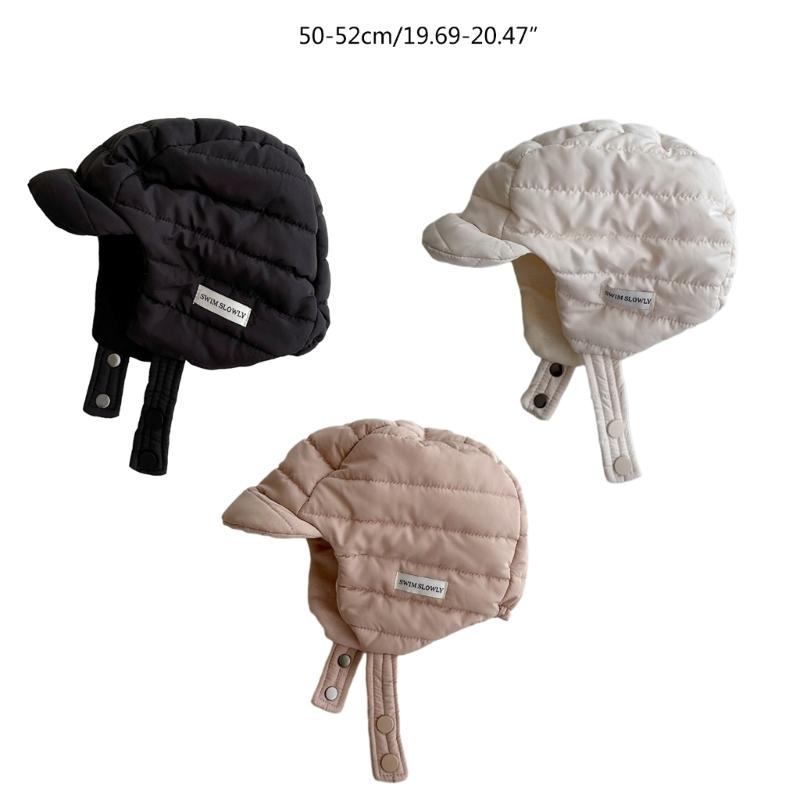 Stylish Baby Hat Autumn Winter Warm Pilot Beanie Cap Cotton Earflap Bonnet Hat Solid Windproof Headwear for 1-4 Years