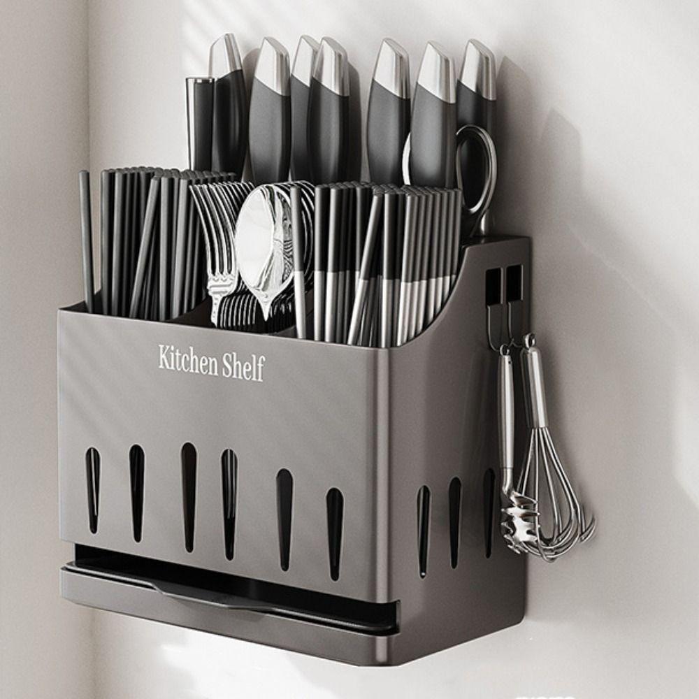 Integrated Cutlery Holder Stainless Steel Cutter Storage Rack Durable Spoon Fork Organizer  Home