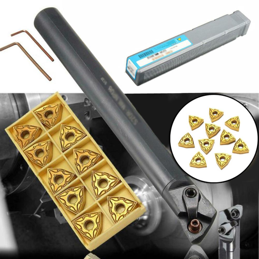S20R MWLNR08 CNC Lathe Tool Holder with 10 WNMG080404 Carbide Inserts for Steel Processing and Harsh Environments