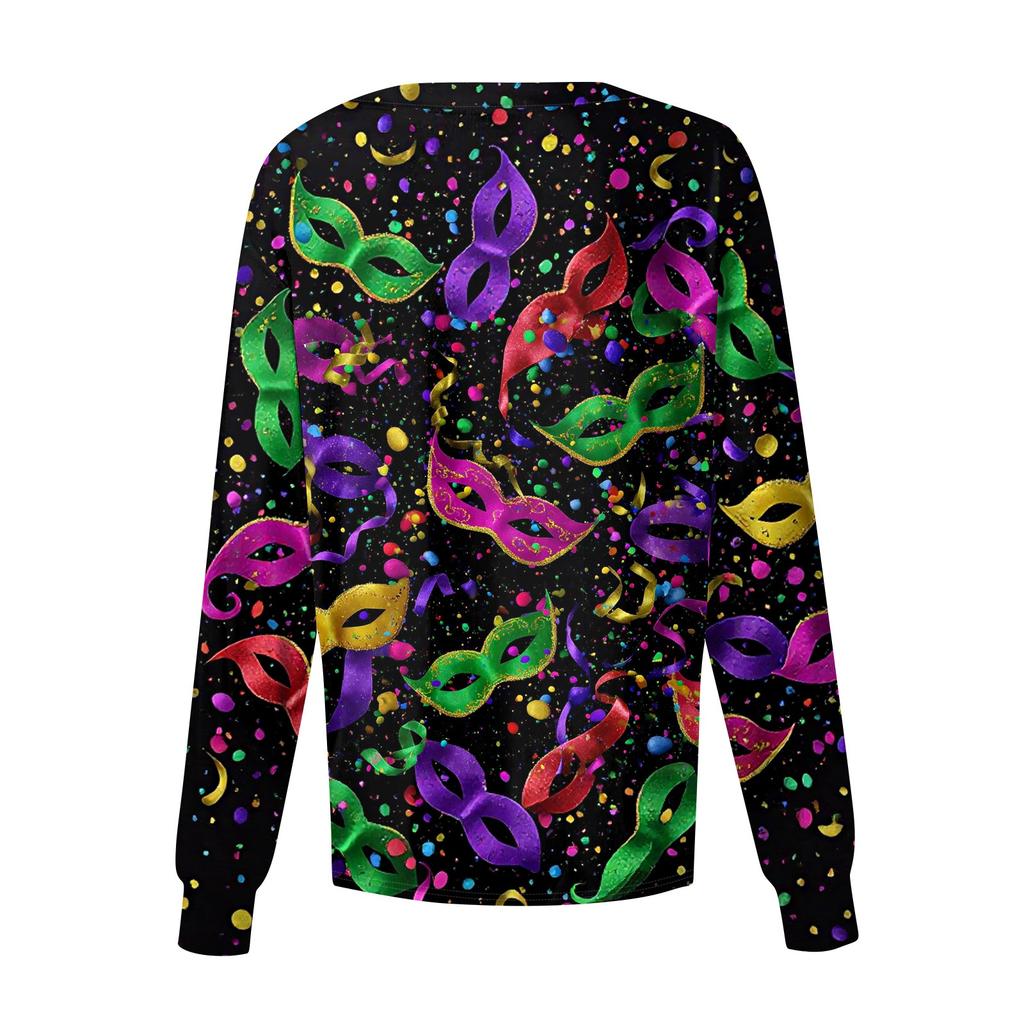 Damski casualowy kardigan z długim rękawem, jednorzędowy, z nadrukiem, odzież ochronna