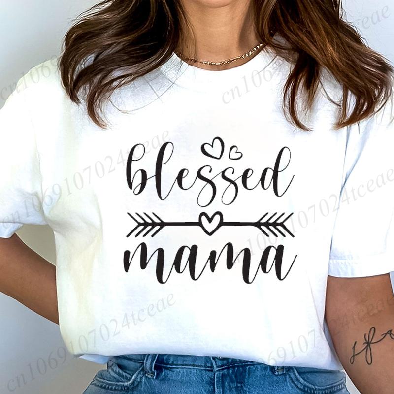 Women Fashion T Shirt Mom Life Print Funny Tops Womens Casual TShirt Tops blessed mama Tee mom of boys Aesthetic Mom Clothes