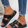 Fashion New Summer Platform Shoes for Women's Metal Buckle Flip-flops Breathable and Hard-wearing Beach Shoes
