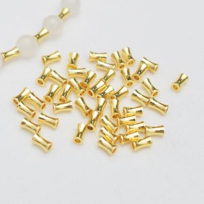 100 Stück 14K Gold-ummantelte farberhaltende Bambus-Abstandsperlen Kleine Taille Gerade Röhrenperlen DIY Handgemachte Lose Perlen Armband Zubehör Materialien
