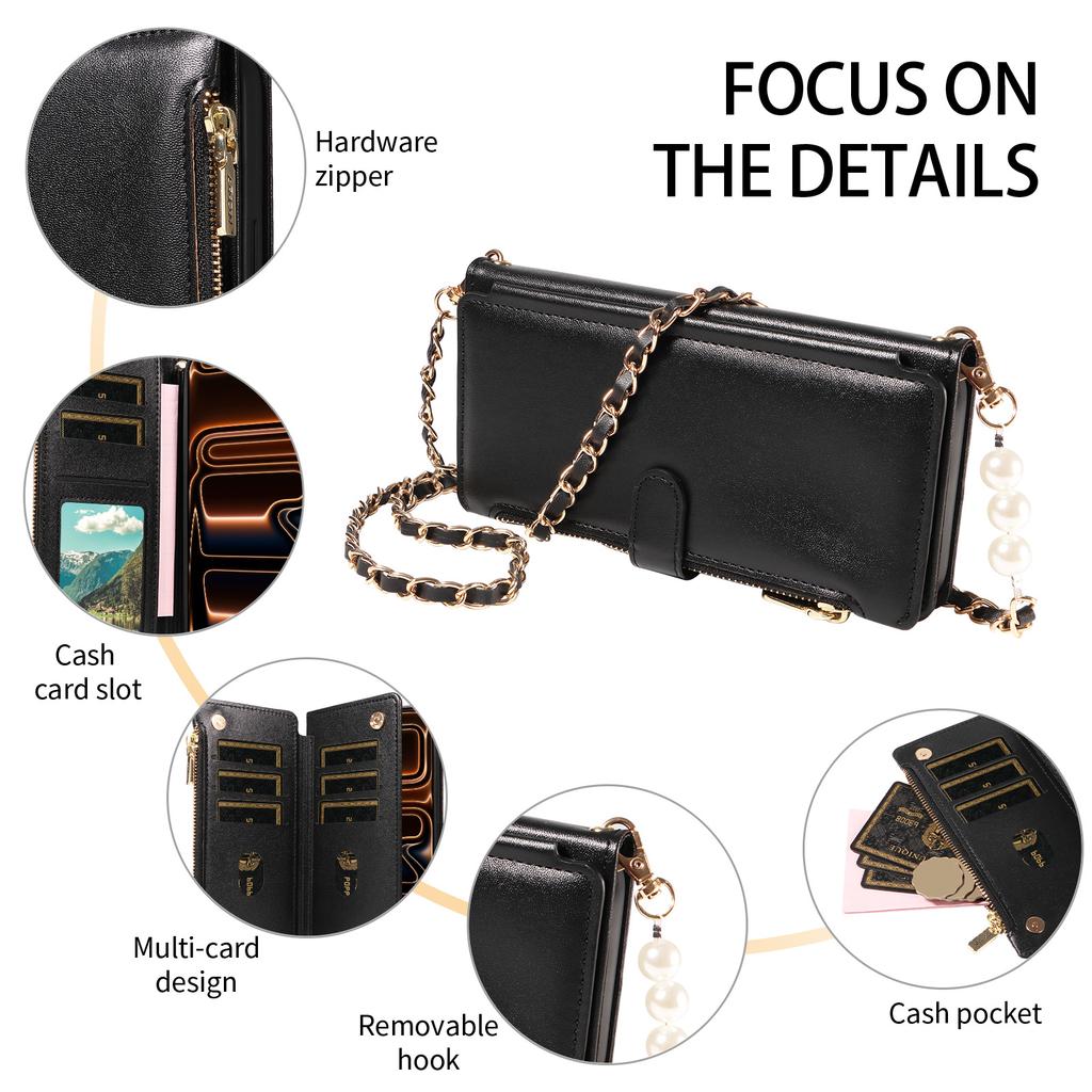 Faux Leather Phone Case for IPhone 17E 16 15 14 13 12 11Pro Max Plus Mini Air Fashionable Crossbody Magnetic Wallet,  Scratch