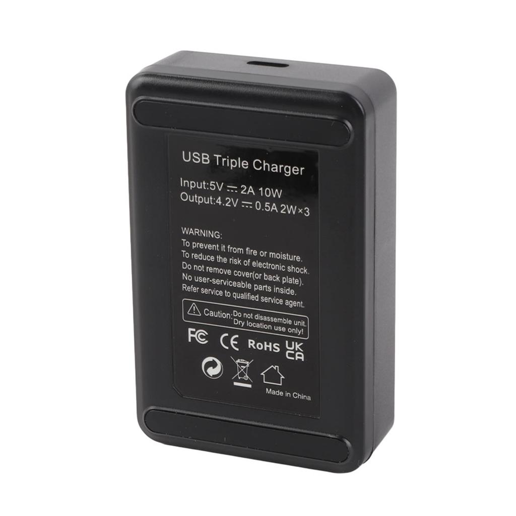 Action Camera Battery Charger 3 Slot USB Charging Black Accessory for NP-BX1