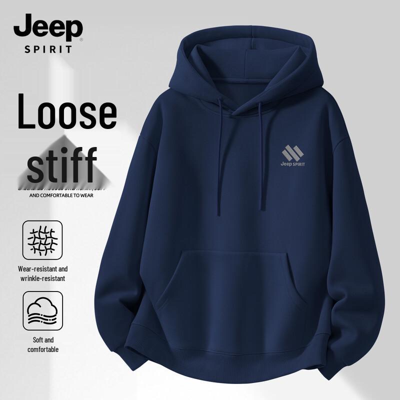 JEEP SPIRIT Men s Loose Fit Hooded Pullover Sweatshirt M