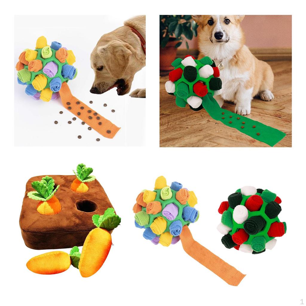 Creative Dog Carrot Plush Toy 2x Interactive Puzzle Balls Vegetable Fruit Molars