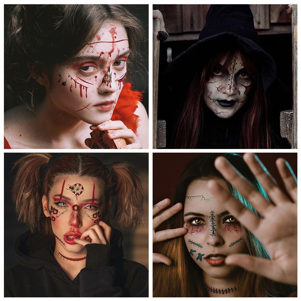 DIY Halloween Tattoo Sticker Scary Bloodiness Temporary Scar Stickers  Haunted House