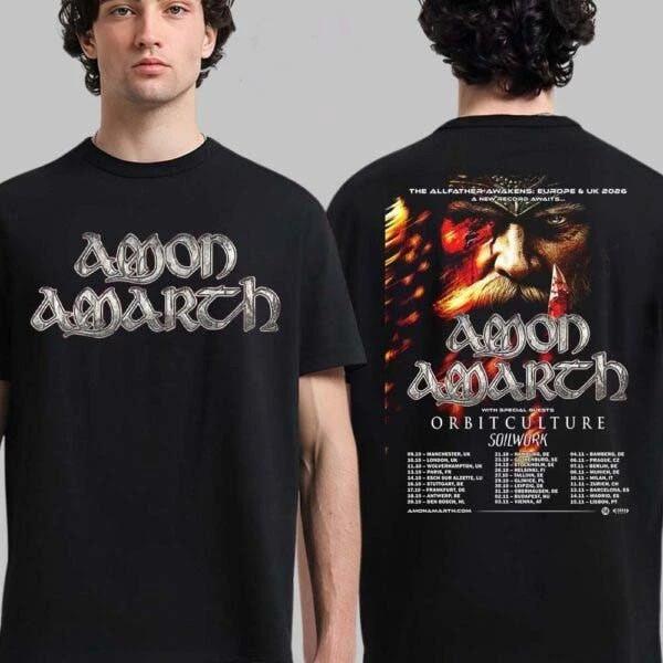 Amon Amarth Europe UK 2026 Tour T-Shirt Music Band Unisex Tee S-5XL Unisex T-Shirt M