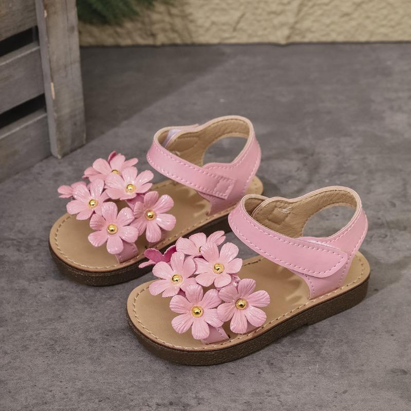 Girls' Floral Sandals Cute Princess Style Soft-Sole Sweet Shoes for Toddlers Cute Girls Shoes Casual Girls Shoes