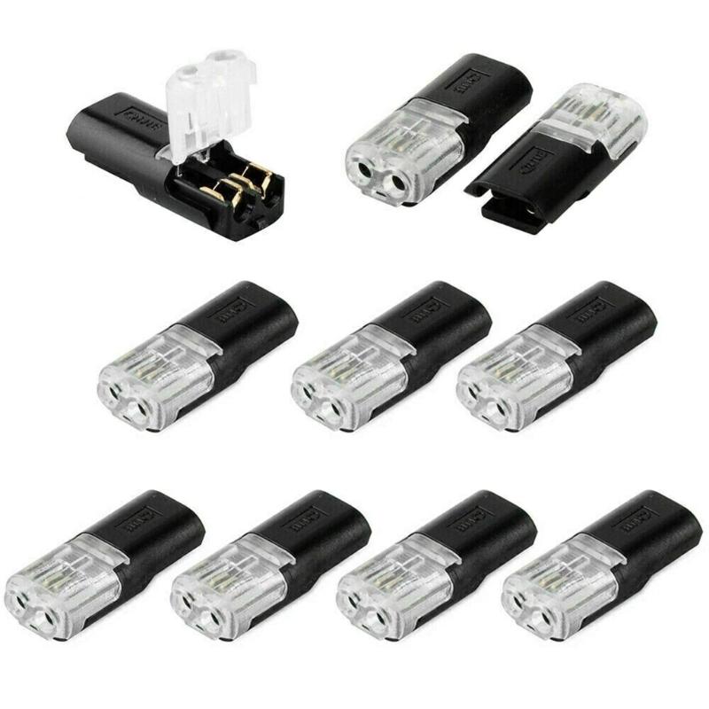 10Pcs Quick Splices Wire Wiring Connector Pluggable LED Wire Connectors 2 Pin 2 Way Universals Compact Wire Terminals