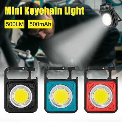 500MAH Super Bright Mini Torcia elettrica Luce da campeggio COB Portachiavi Luce da lavoro Ricaricabile Faro con potente magnete IP64 Impermeabile