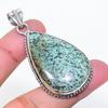 Natural Tibetan Turquoise Gemstone 925 Sterling Silver Pendant 2.05" AP-15360