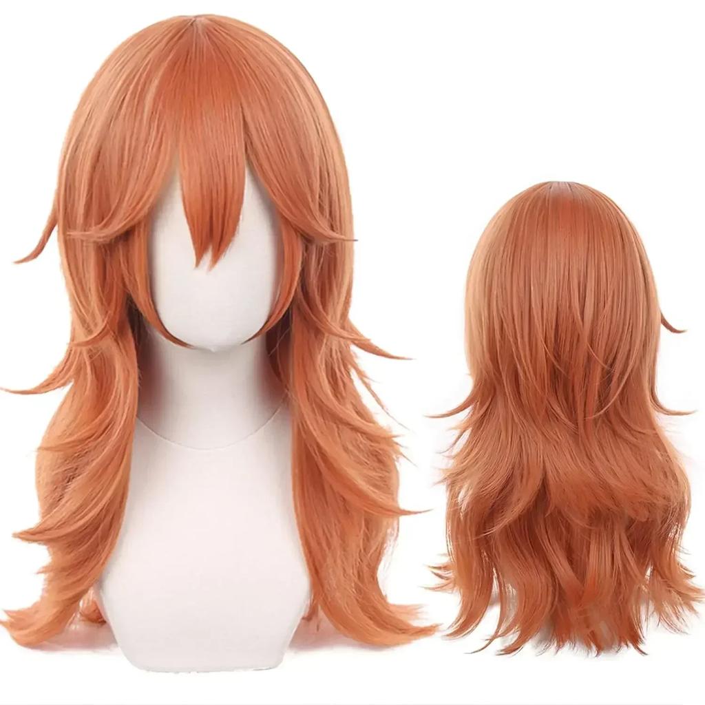 Angel Devil for Chainsaw Man Bangs Long Orange Brown Cosplay Wigs Halloween Costume Party AdultHair Wig