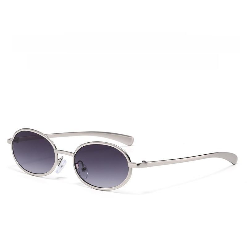Vintage Metal Oval Sunglasses With Uv400 Protection For Fashionable Men And Women