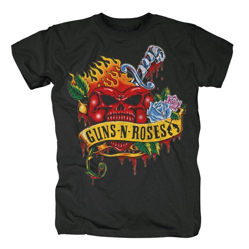Guns N *Roses Skull Heart T-shirt Size S-5XL Remake Unisex T-Shirt S