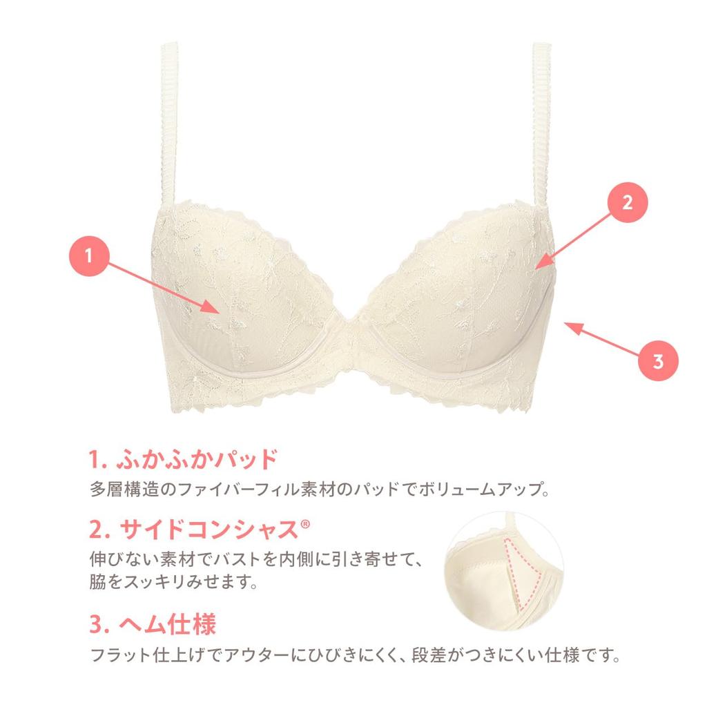 AMOSTYLE Charming Glamor Bra Panty Line Art M022 Size D65M & Set, Stitch, (Purple),