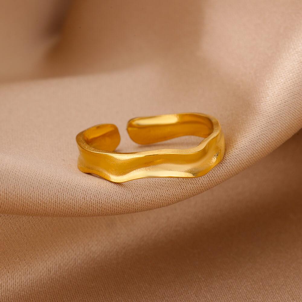 French style Stainless Steel Rings for Women Retro Vintage Gold Color Ring Wedding Jewelry Anti Fading Accessories Gifts 2024