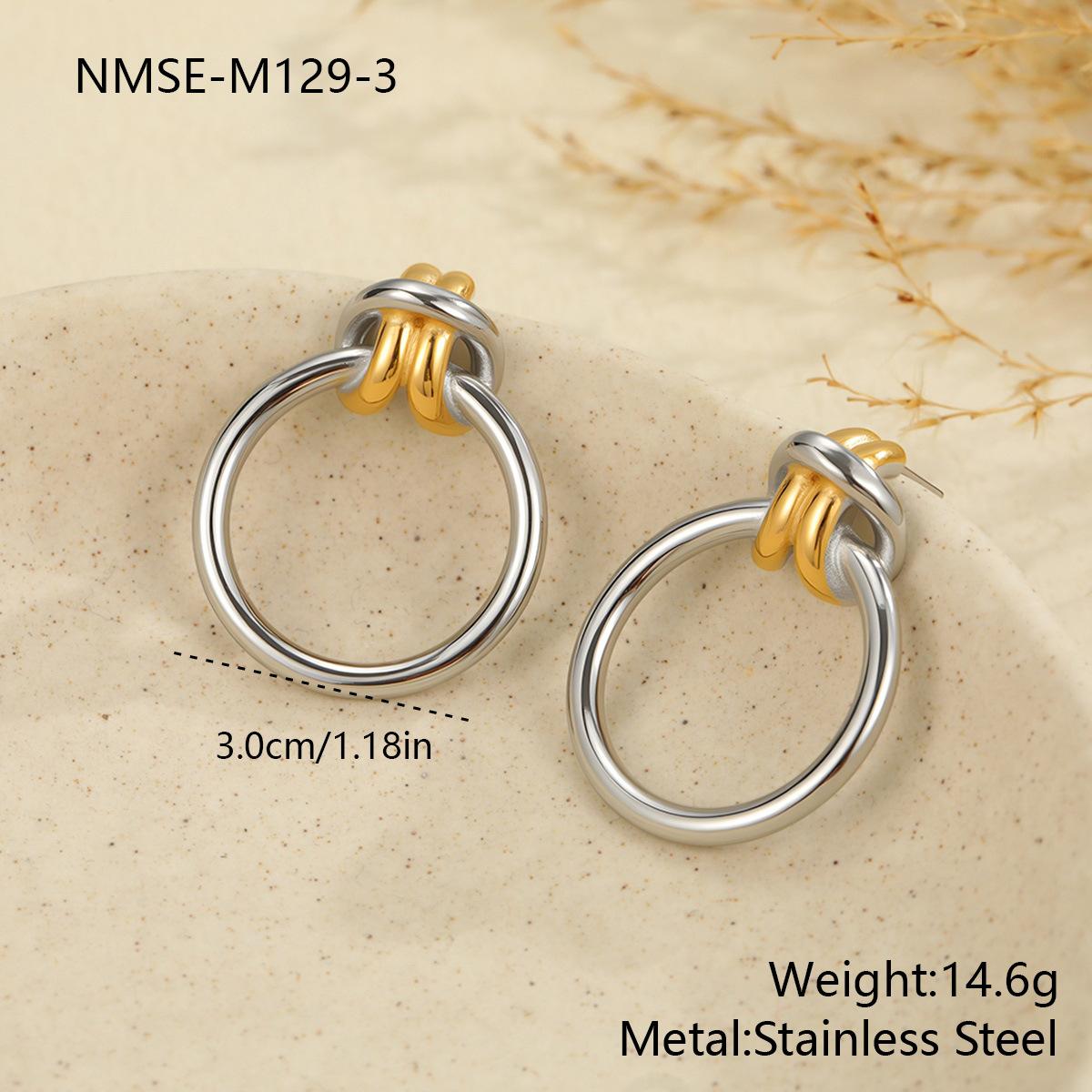GEMCHIC Women s Stainless Steel Gold and Silver Two-Tone C-Shape Hoop Earrings Fashion Trendy Geometric Design