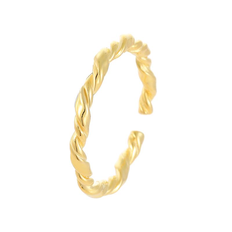Cui Yan S925 Sterling Silver Korean Twist Knot Minimalist Adjustable Ring for Women