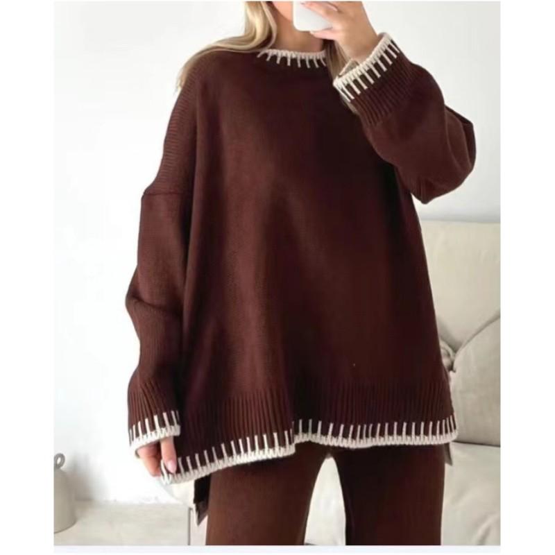 Women's Fall and Winter Loose Casual Suit Spring Long-sleeved Sweater + Pants Two-piece Set